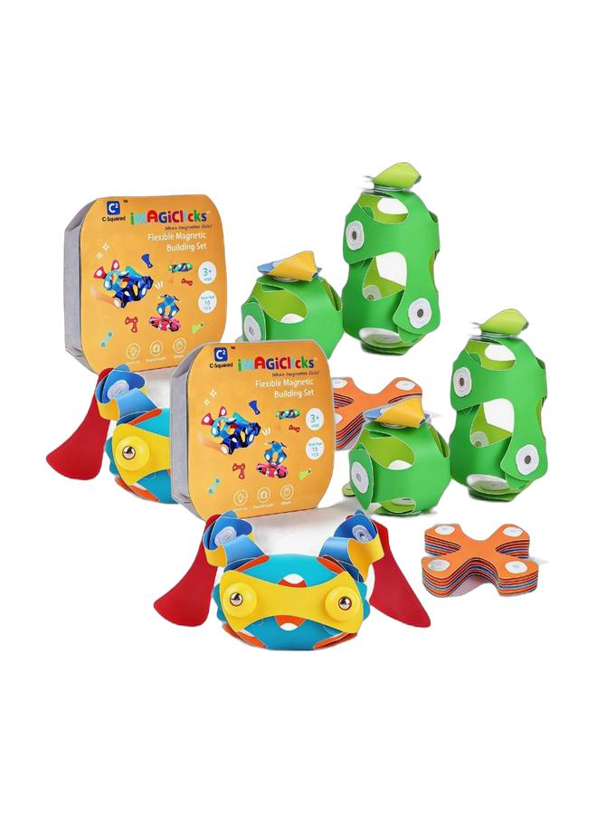 iMAGiClicks (PROMO BUNDLE) iMAGiClicks Flexible Magnetic Building Set for Kids, Magnetic Building Toys, Bendable Magnetic Tiles, STEM Educational Toy, Strong Magnets, Travel-Friendly Eid Gift, Ages 3+ (Travel Pack, 16, count) Bundle - Image 1